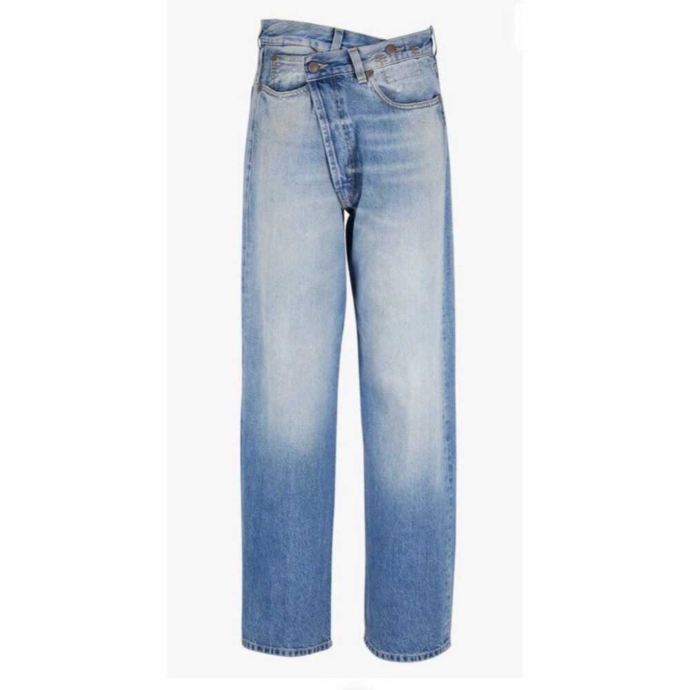 R13 Wide Leg Crossover Jeans Italian Denim Irving Blue Size 29 $625msrp